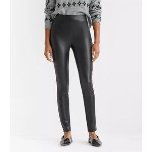 Sleek Black Leather Leggings By Loft Faux Leather Stretch Skinny Pants M